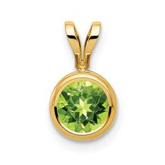 14k 6mm Peridot bezel pendant