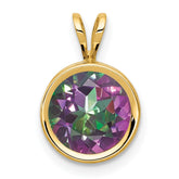 14k 8mm Fire Topaz bezel pendant