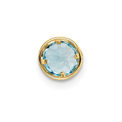 14k 5mm Blue Topaz bezel pendant