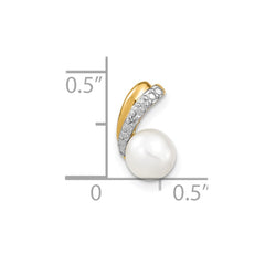 14k 6-7mm White Round FW Cultured Pearl and Diamond Pendant - 3