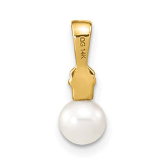 14k 5-6mm White Round FW Cultured Pearl and Diamond Pendant