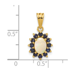 14k Genuine Opal and Sapphire Pendant