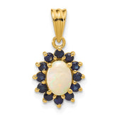 14k Genuine Opal and Sapphire Pendant
