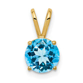 14k 7mm Blue Topaz pendant