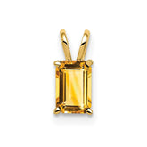 14k 6x4mm Emerald Cut Citrine pendant