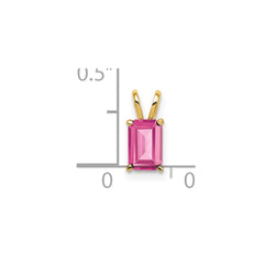 14k 6x4mm Emerald Cut Pink Tourmaline pendant
