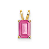 14k 6x4mm Emerald Cut Pink Tourmaline pendant