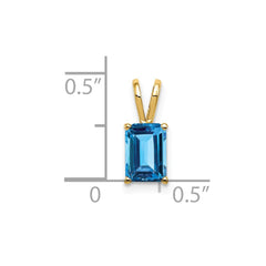 14k 7x5mm Emerald Cut Blue Topaz pendant