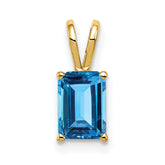 14k 7x5mm Emerald Cut Blue Topaz pendant