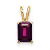 14k 7x5mm Emerald Cut Rhodolite Garnet pendant