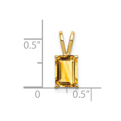 14k 8x6mm Emerald Cut Citrine pendant