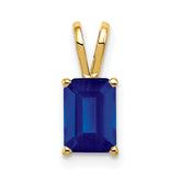 14k 8x6mm Emerald-cut Sapphire Pendant