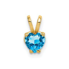 14k 5mm Heart Blue Topaz pendant