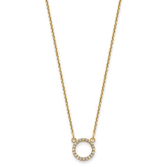 14k Polished 1/15 carat A Diamond Open Circle 18 inch Necklace