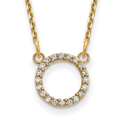 14k Polished 1/15 carat A Diamond Open Circle 18 inch Necklace