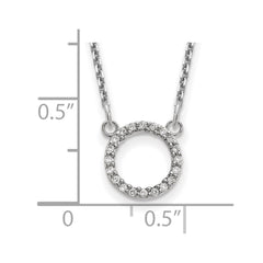 14k White Gold Polished 1/15 carat VS Diamond Open Circle 18 inch Necklace