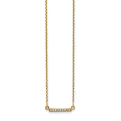 14k Polished 1/20 carat A Diamond Tiny Bar 18 inch Necklace