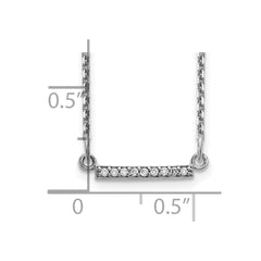 14k White Gold Polished 1/20 carat AA Diamond Tiny Bar 18 inch Necklace