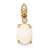 14k Austrian Opal and Diamond Pendant - 3