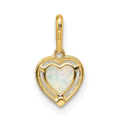 14k Lab Created Opal Heart Pendant