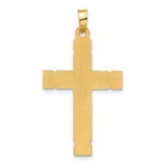 14k Polished and Grooved Hollow Diamond Cross Pendant - 2