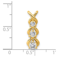 14k Complete 1/2 carat Three-stone AAA Diamond Criss-Cross Chain Slide