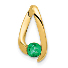 14k 4mm Round Emerald Chain Slide