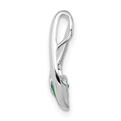 14k White Gold 4mm Round Emerald Chain Slide