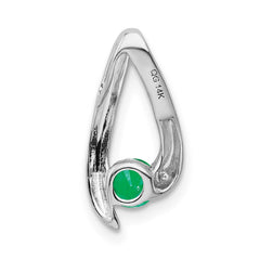 14k White Gold 4mm Round Emerald Chain Slide