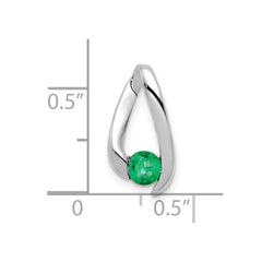14k White Gold 4mm Round Emerald Chain Slide