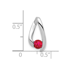 14k White Gold 4mm Round Ruby Chain Slide