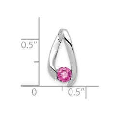 14k White Gold 4mm Round Pink Sapphire Chain Slide