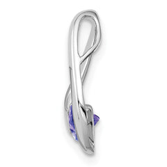 14k White Gold 4mm Round Tanzanite Chain Slide