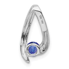 14k White Gold 4mm Round Tanzanite Chain Slide