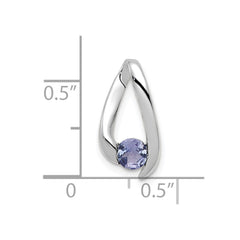 14k White Gold 4mm Round Tanzanite Chain Slide