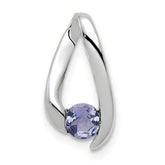 14k White Gold 4mm Round Tanzanite Chain Slide