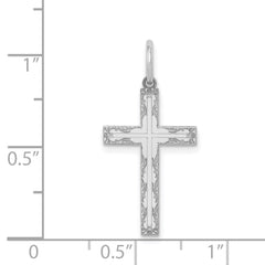 14K White Gold Laser Designed Cross Pendant - 5