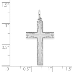 14K White Gold Laser Designed Cross Pendant - 12