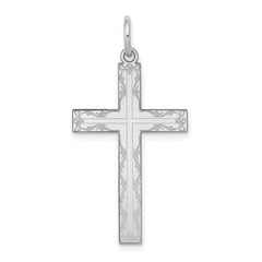 14K White Gold Laser Designed Cross Pendant - 12