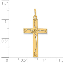 14K Laser Designed Cross Pendant - 7