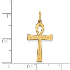 14K Laser Designed Ankh Cross Charm - 2