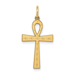 14K Laser Designed Ankh Cross Charm - 2