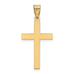 14k Solid Laser Etched Cross Pendant - 8