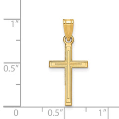 14k Solid Laser Etched Cross Pendant - 2