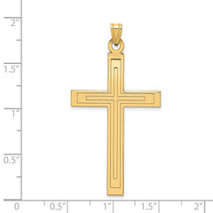 14k Solid Laser Etched Cross Pendant - 3