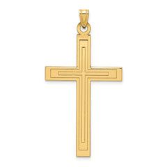 14k Solid Laser Etched Cross Pendant - 3