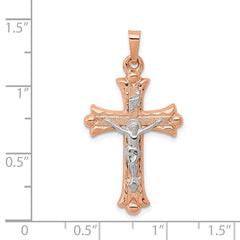 14k Two-tone Hollow Crucifix Pendant - 5