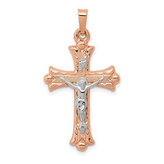 14k Two-tone Hollow Crucifix Pendant - 5