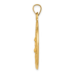 14k Polished and Satin Face of Jesus Medal Hollow Pendant