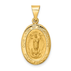 14k Polished and Satin Our Lady Guadalupe Medal Hollow Pendant - 2